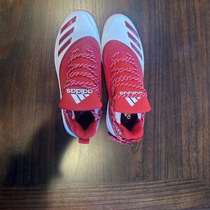 Adidas Men’s Red and White High-Top Sneakers